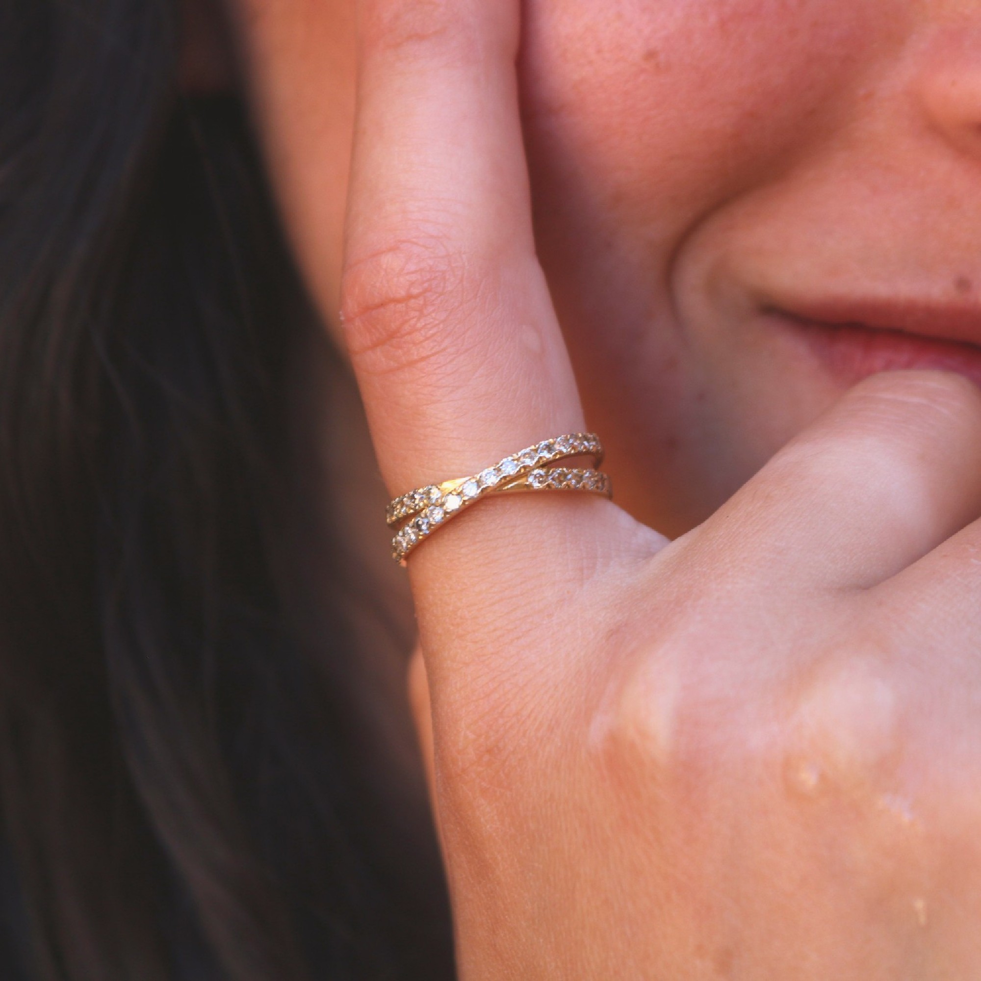 טבעת יהלומים חצי איטרניטי שני גשרים – תמונה 5