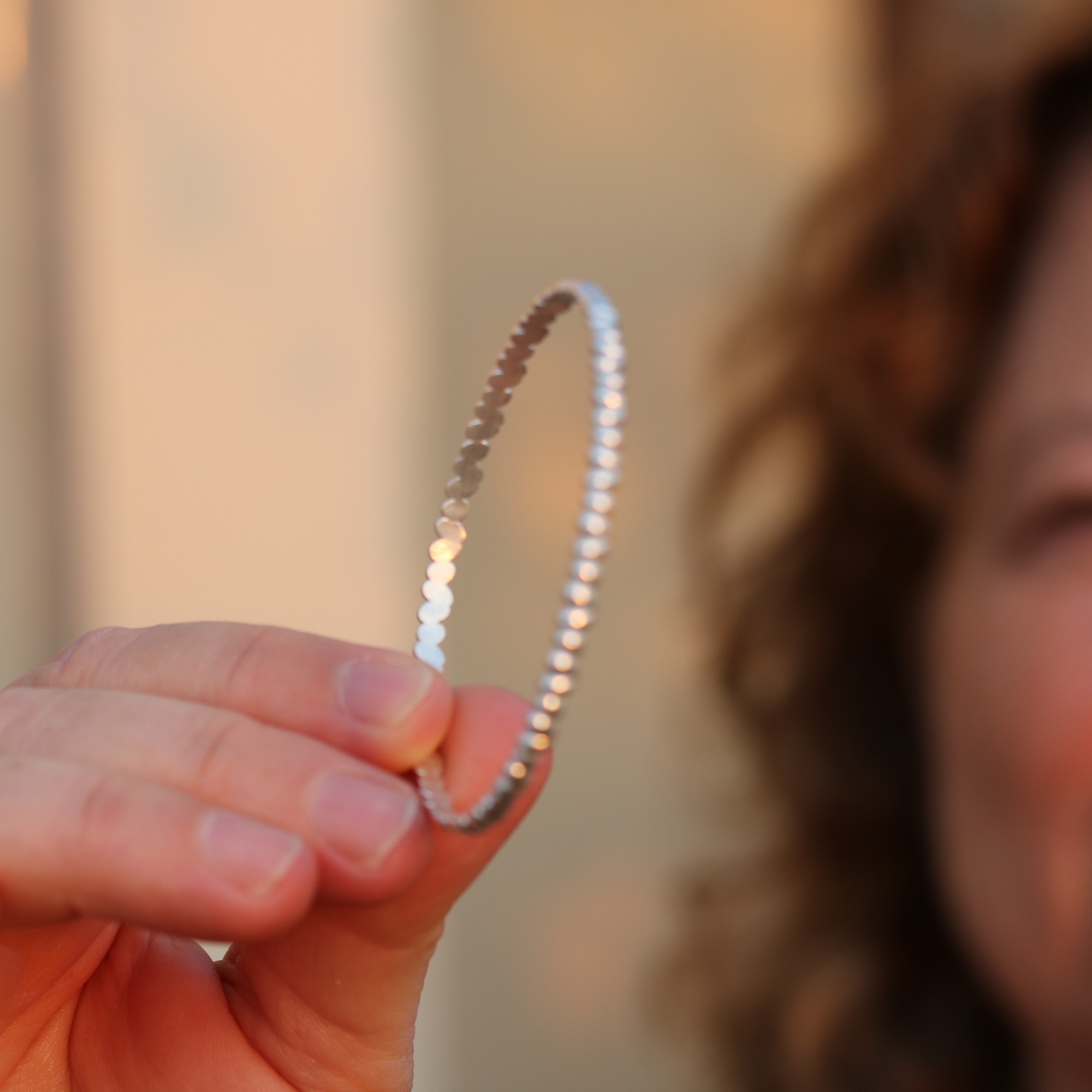 צמיד כסף קשיח חלוקי נחל – תמונה 3