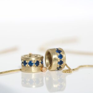 עגילי שרשרת ספיר כחול